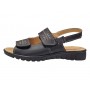 Sandale dama negre din piele naturala cu talpa joasa si inchidere velcro CLP09N